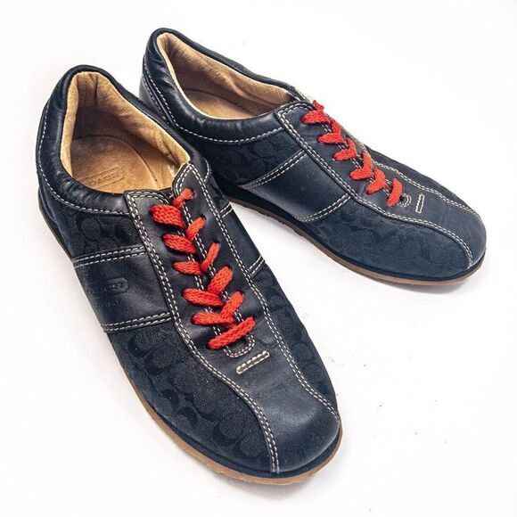 Coach Noella Black Leather and Canvas Sneakers Sz 5M - Picture 7 of 11